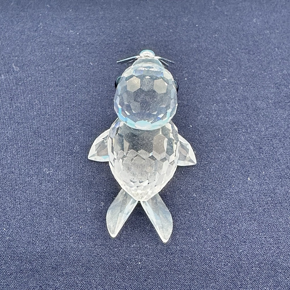 Swarovski‎ Crystal Baby Seal Figurine Clear Faceted Glass Animal Black Eyes 7663 - Picture 2 of 6